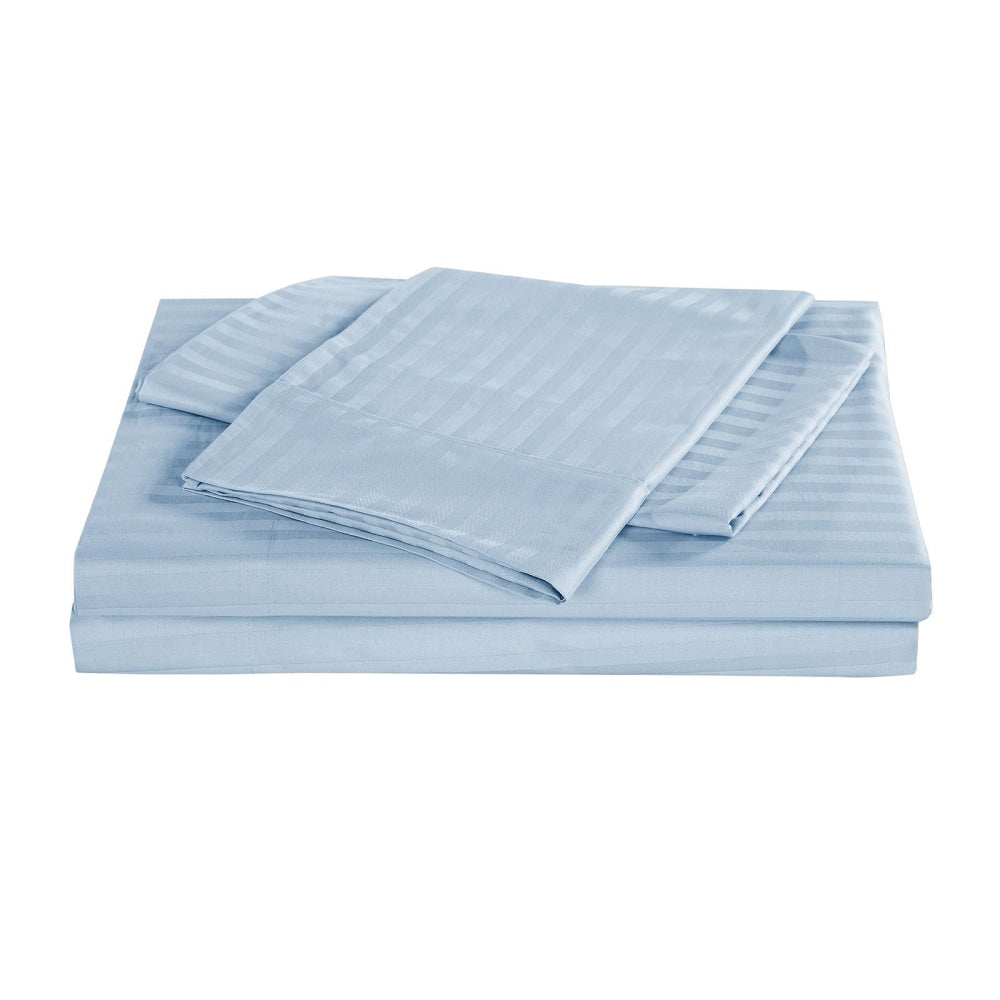 KENSINGTON 1200TC COTTON SHEET SET IN STRIPE-DOUBLE - CHAMBRAY(BLUE) Bed Sheet Fast shipping On sale