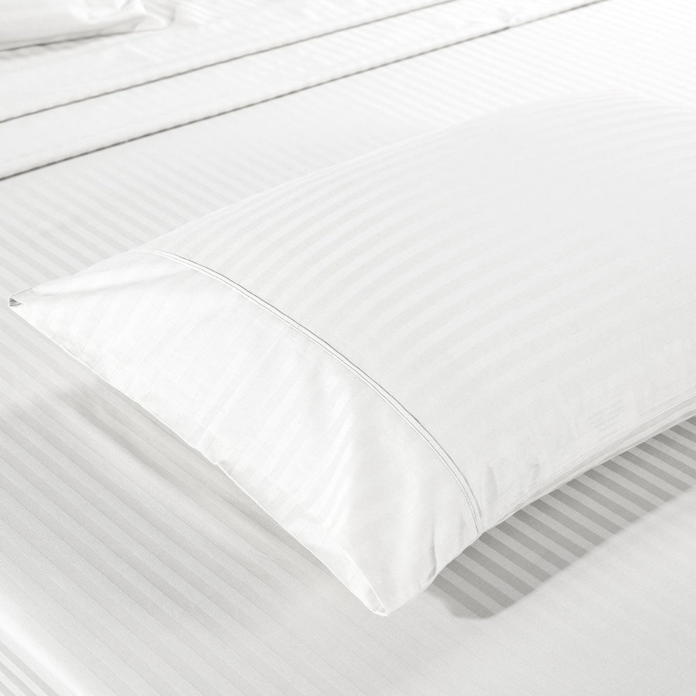 KENSINGTON 1200TC COTTON SHEET SET IN STRIPE-QUEEN - WHITE Bed Sheet Fast shipping On sale