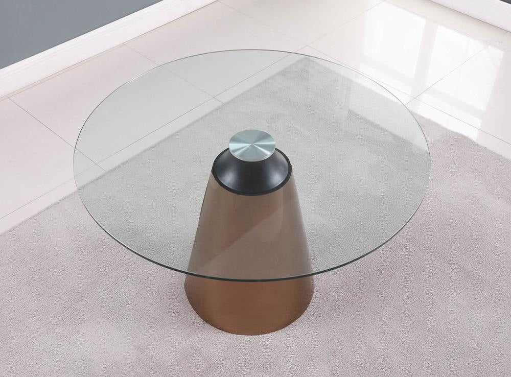 Kerry Round Dining Table 120cm - Glass Top - Copper Fast shipping On sale