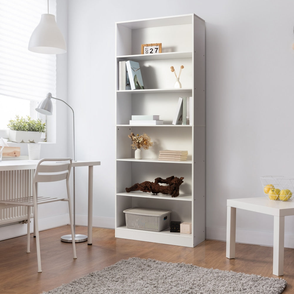 Keto Modern 6-Tier Wooden Bookcase Display Shelf Wide - White Fast shipping On sale