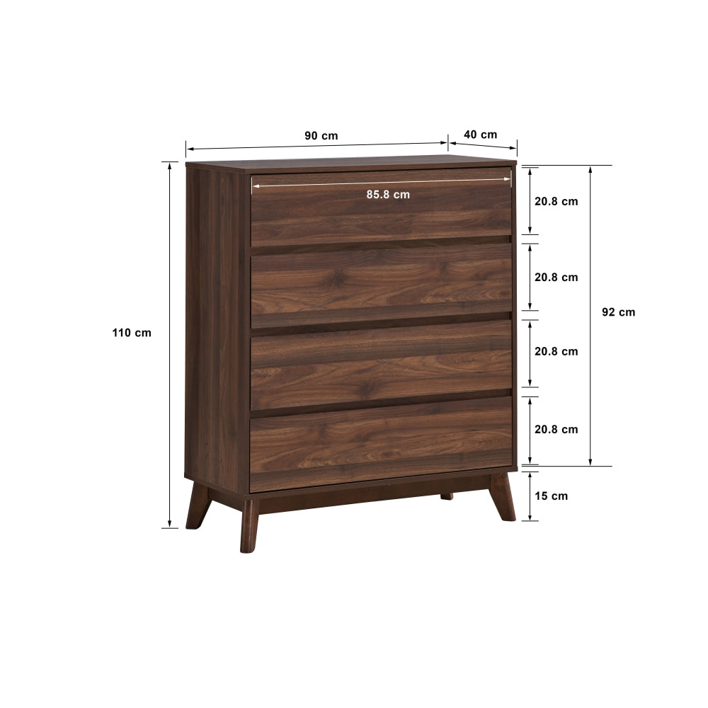 Killian Chest Of 4-Drawers Tallboy Storage Cabinet - Walnut Drawers Fast shipping On sale