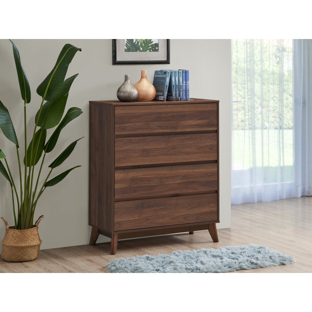 Killian Chest Of 4-Drawers Tallboy Storage Cabinet - Walnut Drawers Fast shipping On sale