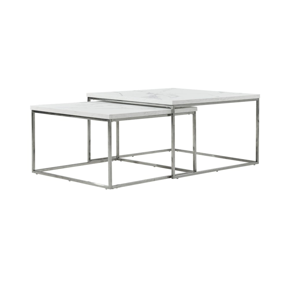 Square Nesting Coffee Table Set - White Fast shipping On sale