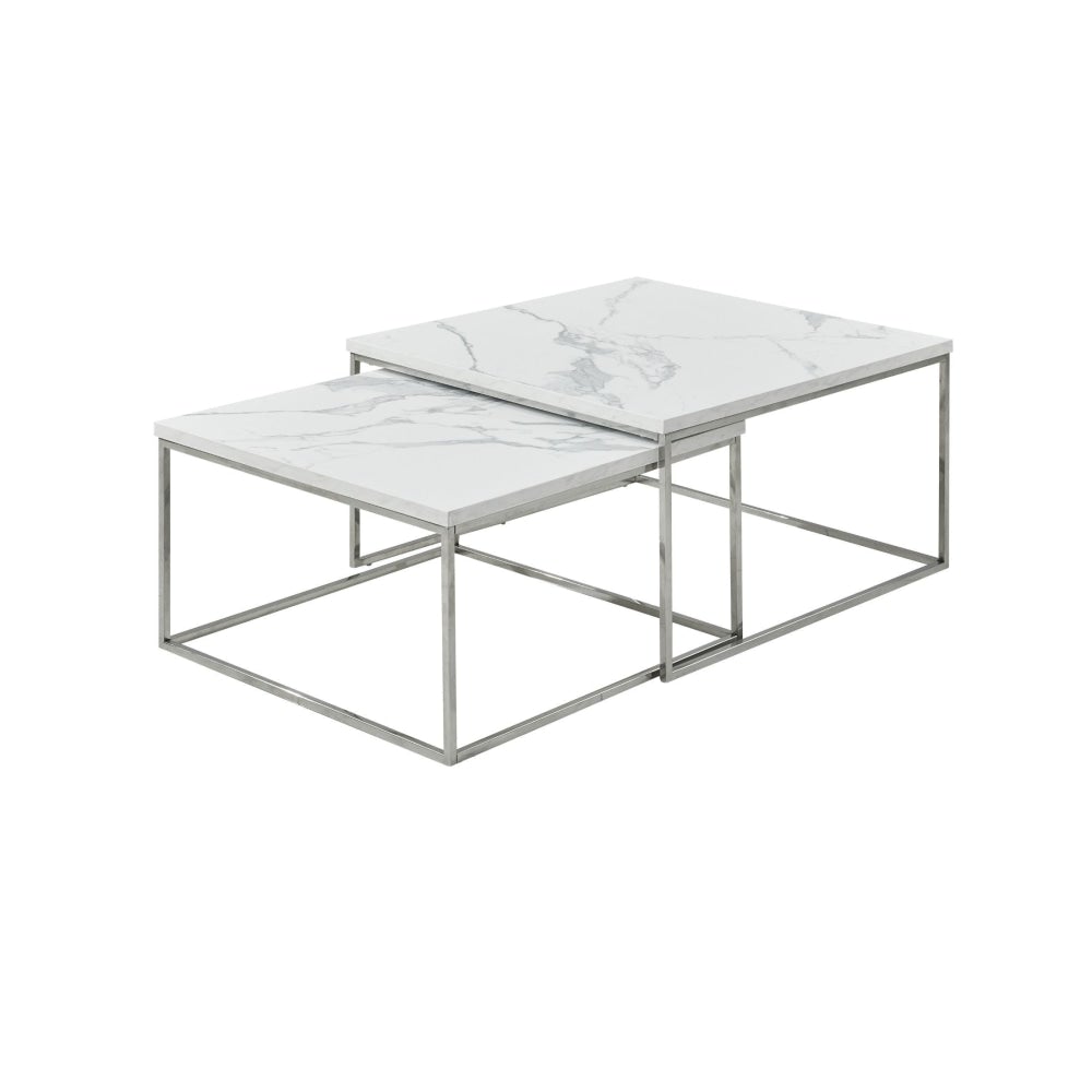 Square Nesting Coffee Table Set - White Fast shipping On sale