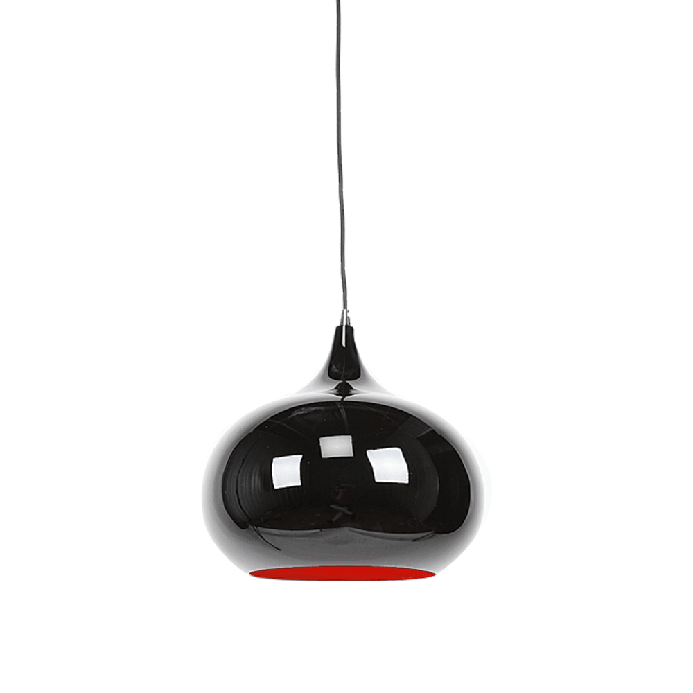 Kirby Inverted Bowl Metal Cord Drop Pendant Light Lamp - Black & Luminous Red Inside Fast shipping On sale