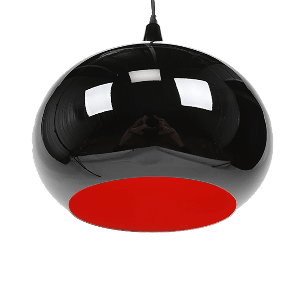 Kirby Inverted Bowl Metal Cord Drop Pendant Light Lamp - Black & Luminous Red Inside Fast shipping On sale