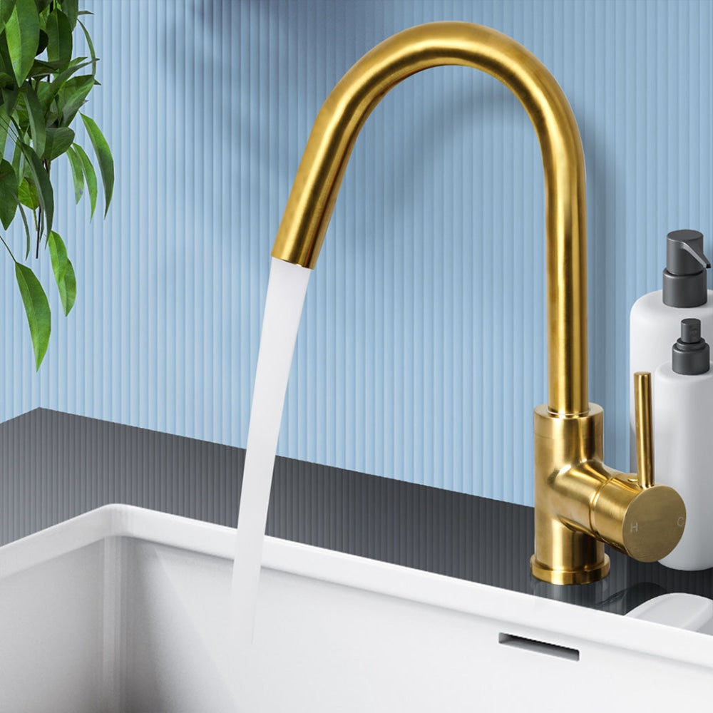 Kitchen Faucet Tap Mixer Sink Brushed Gold Brass Swivel Spout Single Lever WELS & Shower Fast shipping On sale