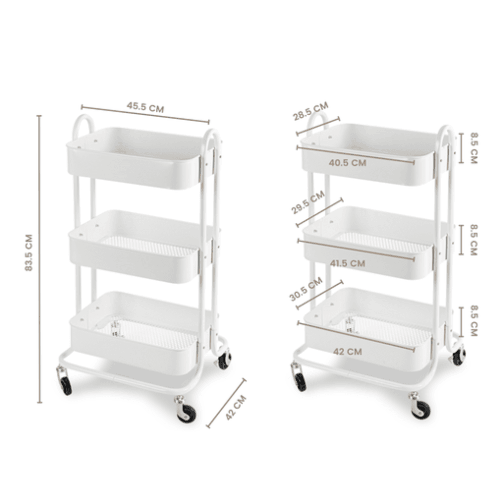 Kitchen Trolley Cart 3 Tier (White) Fast shipping On sale