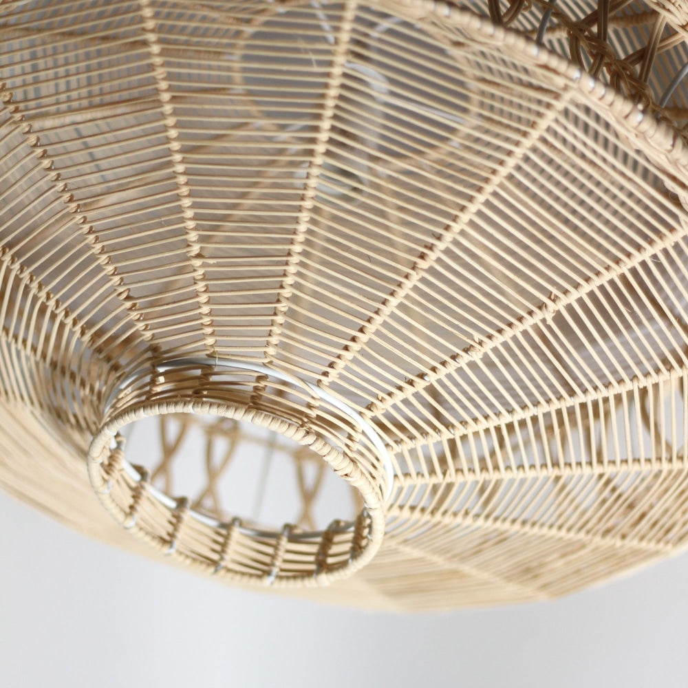Klemens Cylindrical Disc Rattan Pendant Lamp Light Natural Fast shipping On sale