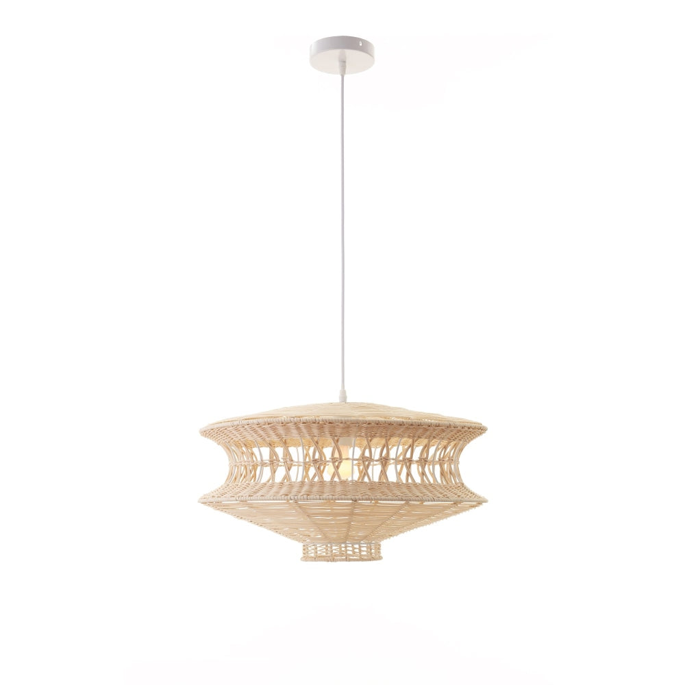 Klemens Cylindrical Disc Rattan Pendant Lamp Light Natural Fast shipping On sale