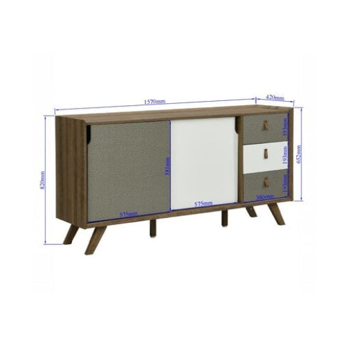 Kruz Buffet Unit Sideboard Storage Cabinet W/ 2-Doors 3-Drawers - Walnut & Fast shipping On sale