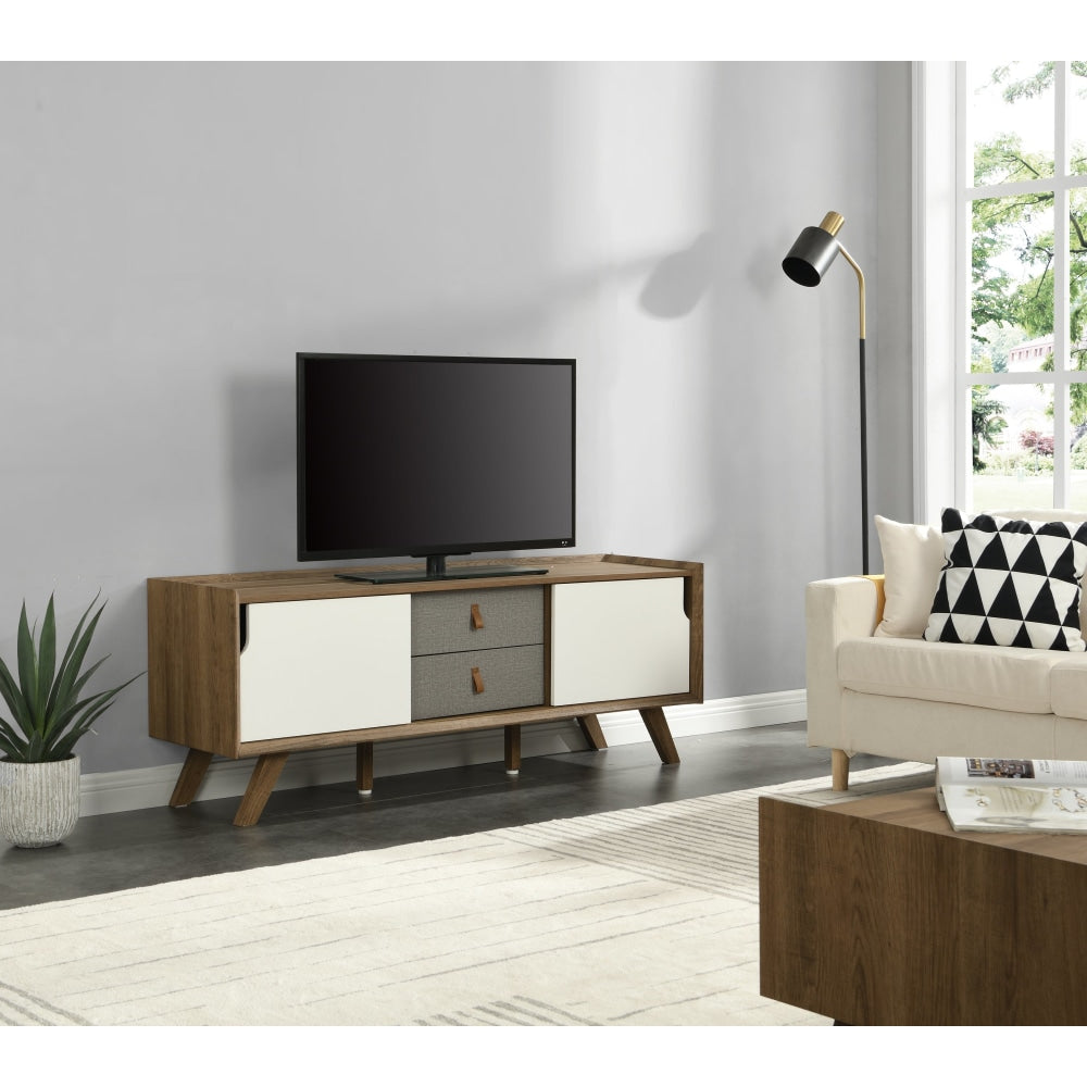 Kruz Lowline TV Stand Entertainment Unit W/ 2-Door 2-Drawers - Walnut Fast shipping On sale