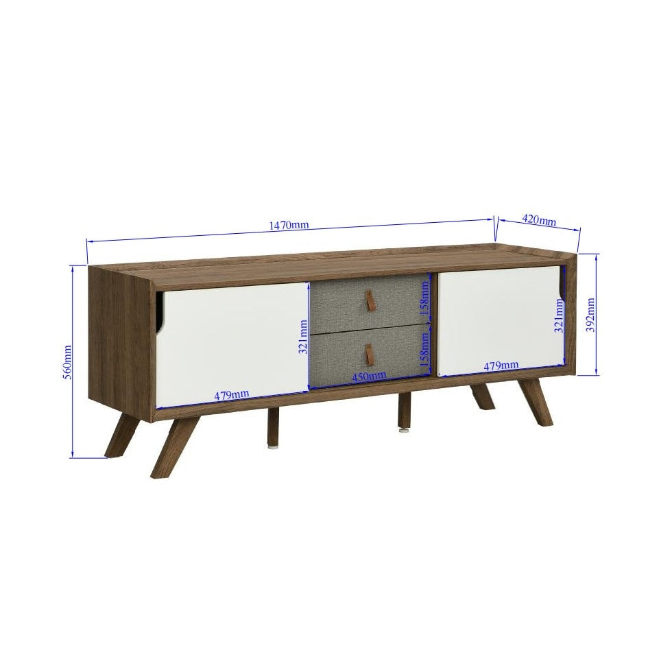 Kruz Lowline TV Stand Entertainment Unit W/ 2-Door 2-Drawers - Walnut Fast shipping On sale