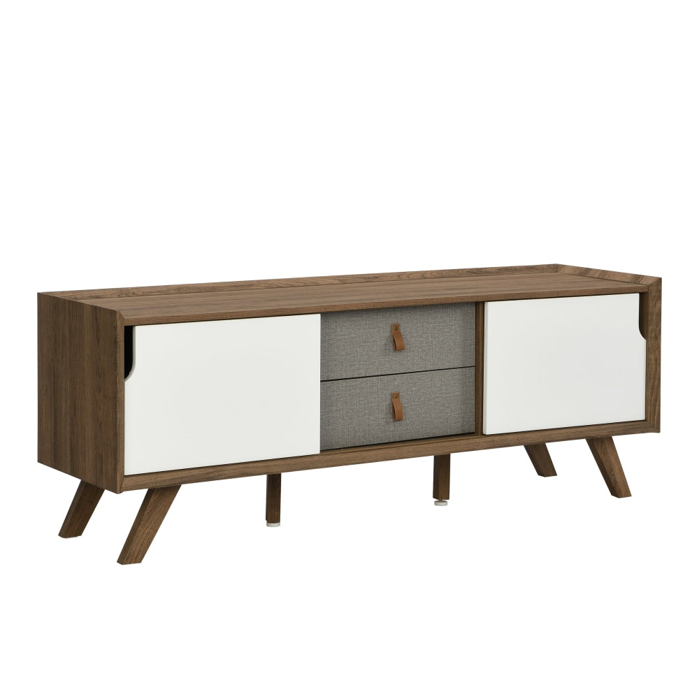 Kruz Lowline TV Stand Entertainment Unit W/ 2-Door 2-Drawers - Walnut Fast shipping On sale