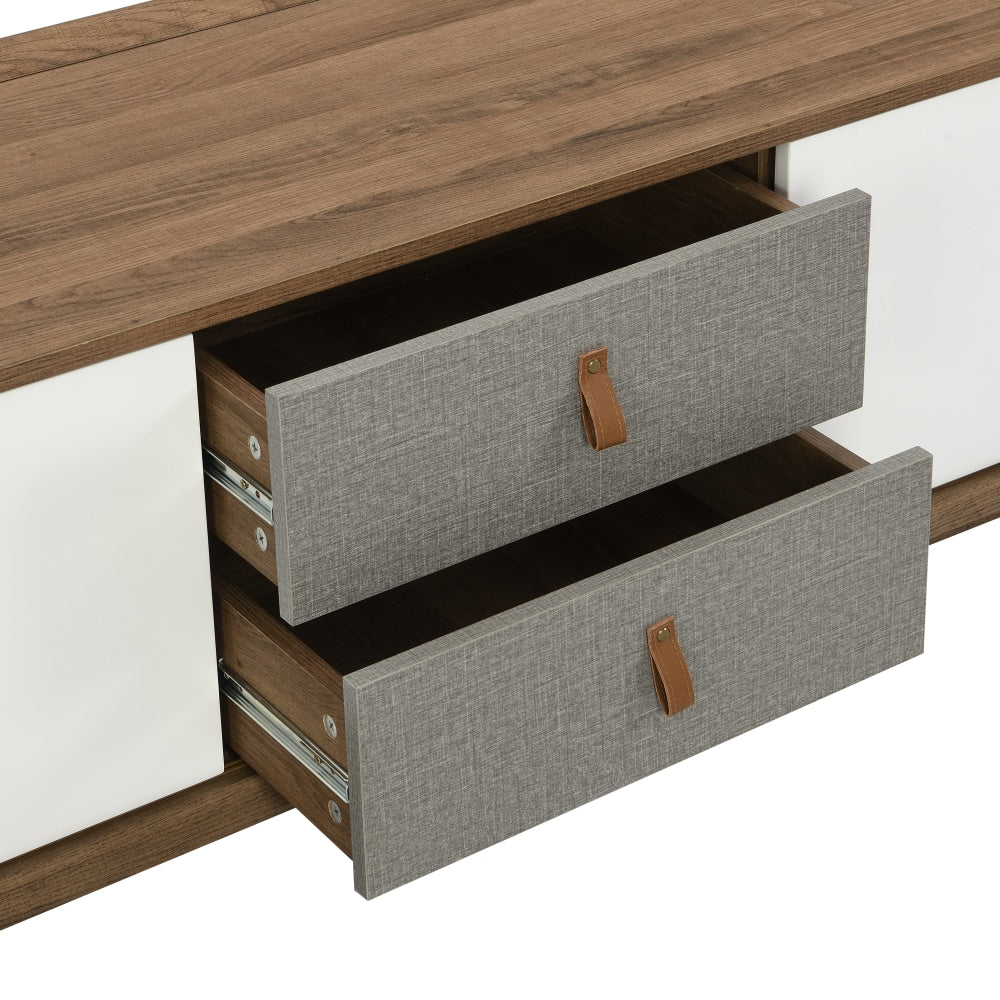 Kruz Lowline TV Stand Entertainment Unit W/ 2-Door 2-Drawers - Walnut Fast shipping On sale