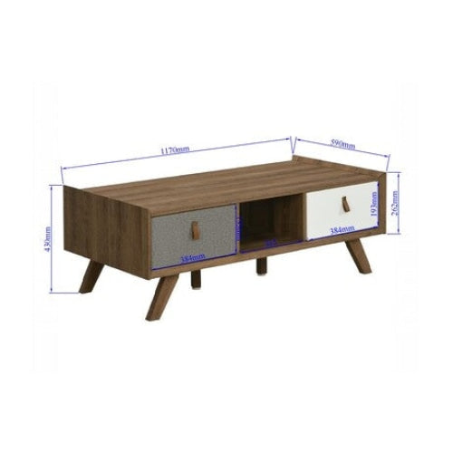 Kruz Wooden Rectangular Coffee Table W/ 2-Drawers - Walnut Fast shipping On sale