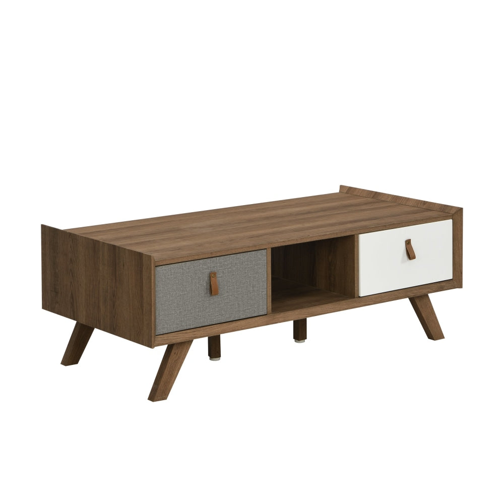 Kruz Wooden Rectangular Coffee Table W/ 2-Drawers - Walnut Fast shipping On sale