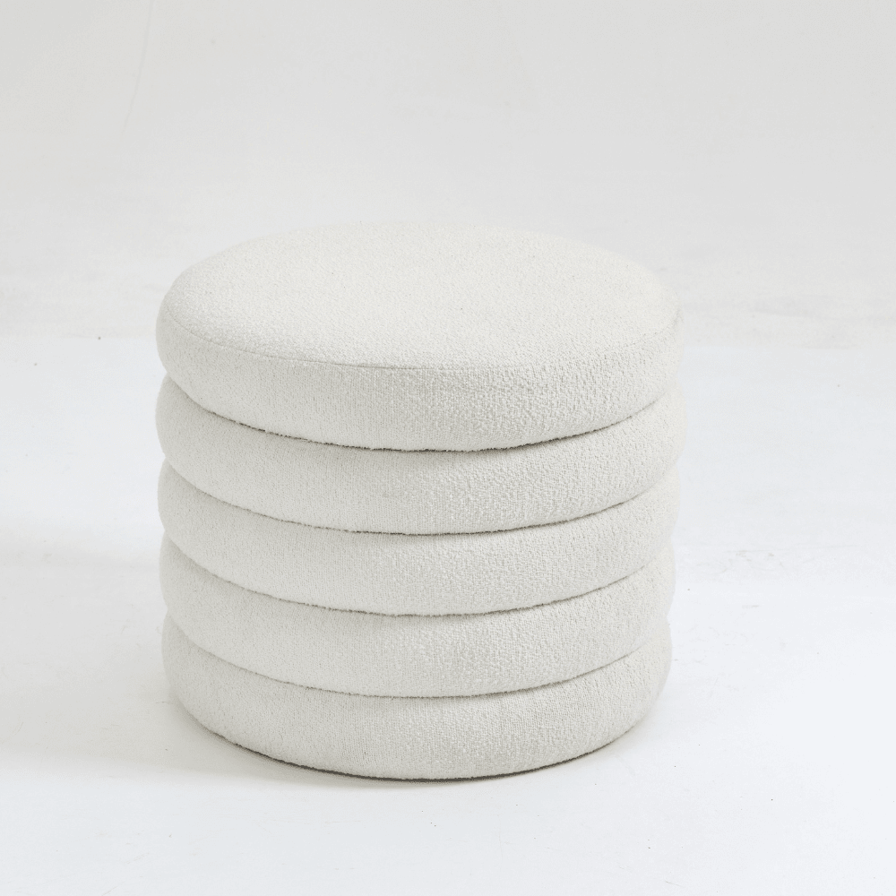 Kylie Modern Faux Shepperd Fur Ottoman Foot Stool - White Fast shipping On sale