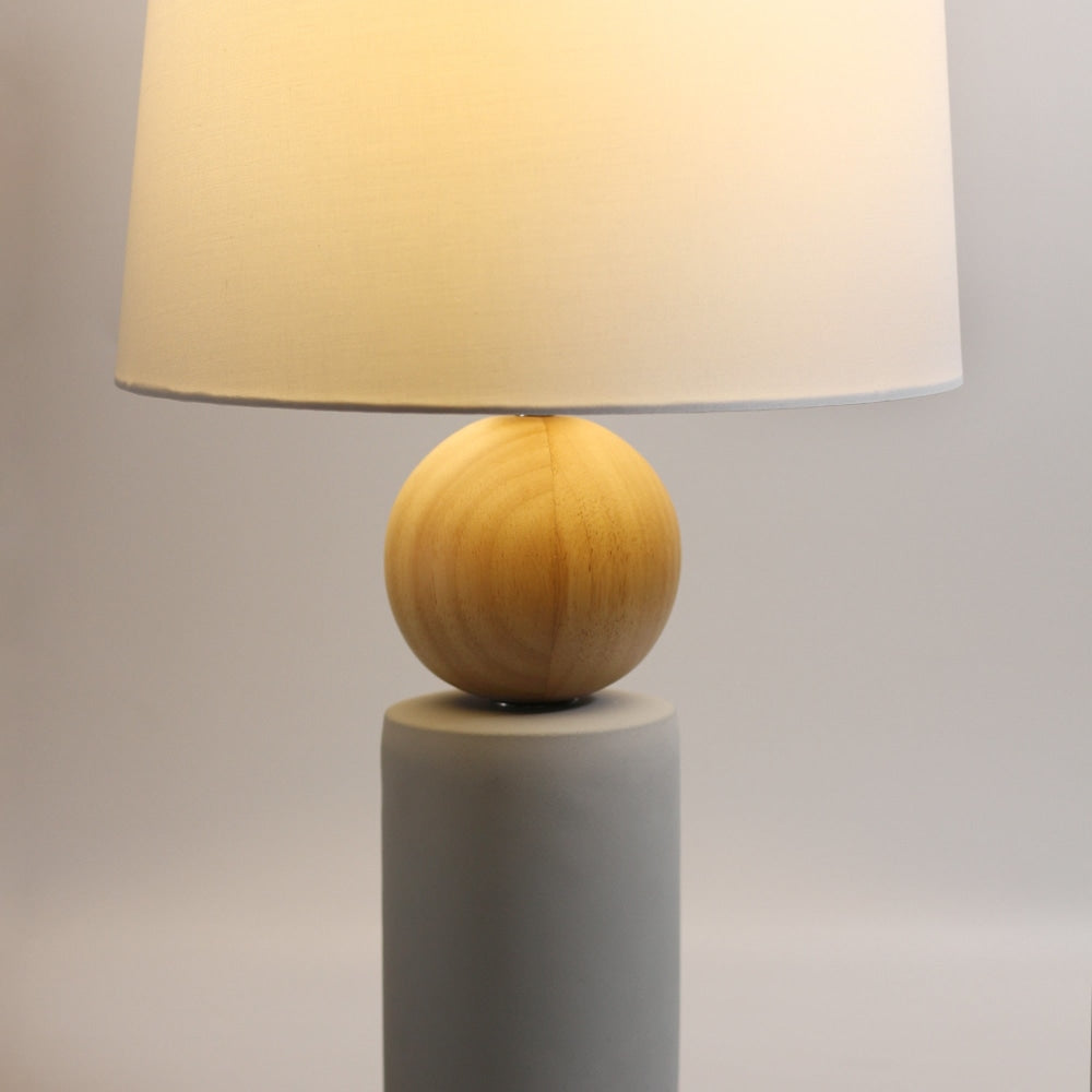 Kyoka Concrete Base Linen Shade Geometric Design Table Lamp White Fast shipping On sale