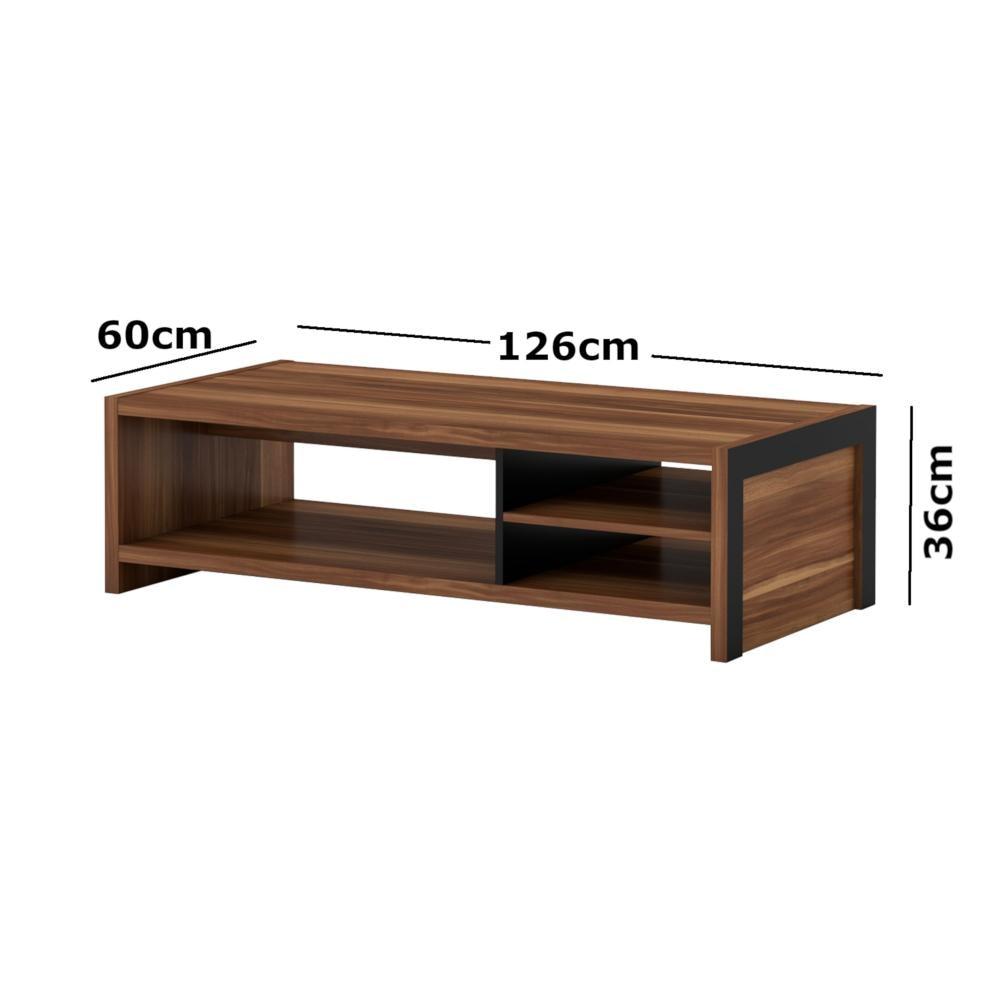 Laura Modern Scandinavian Open Shelves Wooden Coffee Table – Walnut Fast shipping On sale