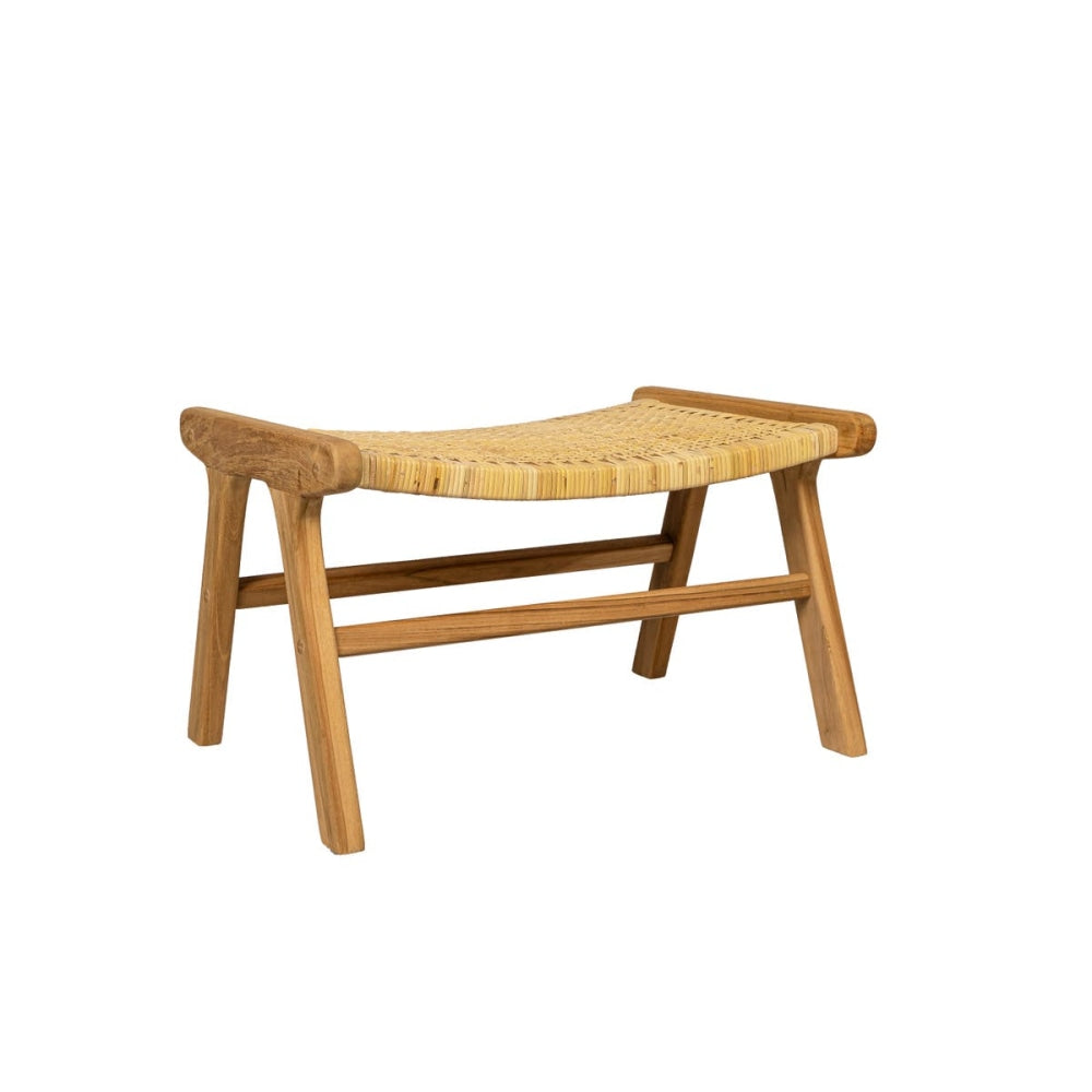 Leana Teak and Rattan Low Stool Dining Kitchen Bench Seat - Natural Fast shipping On sale