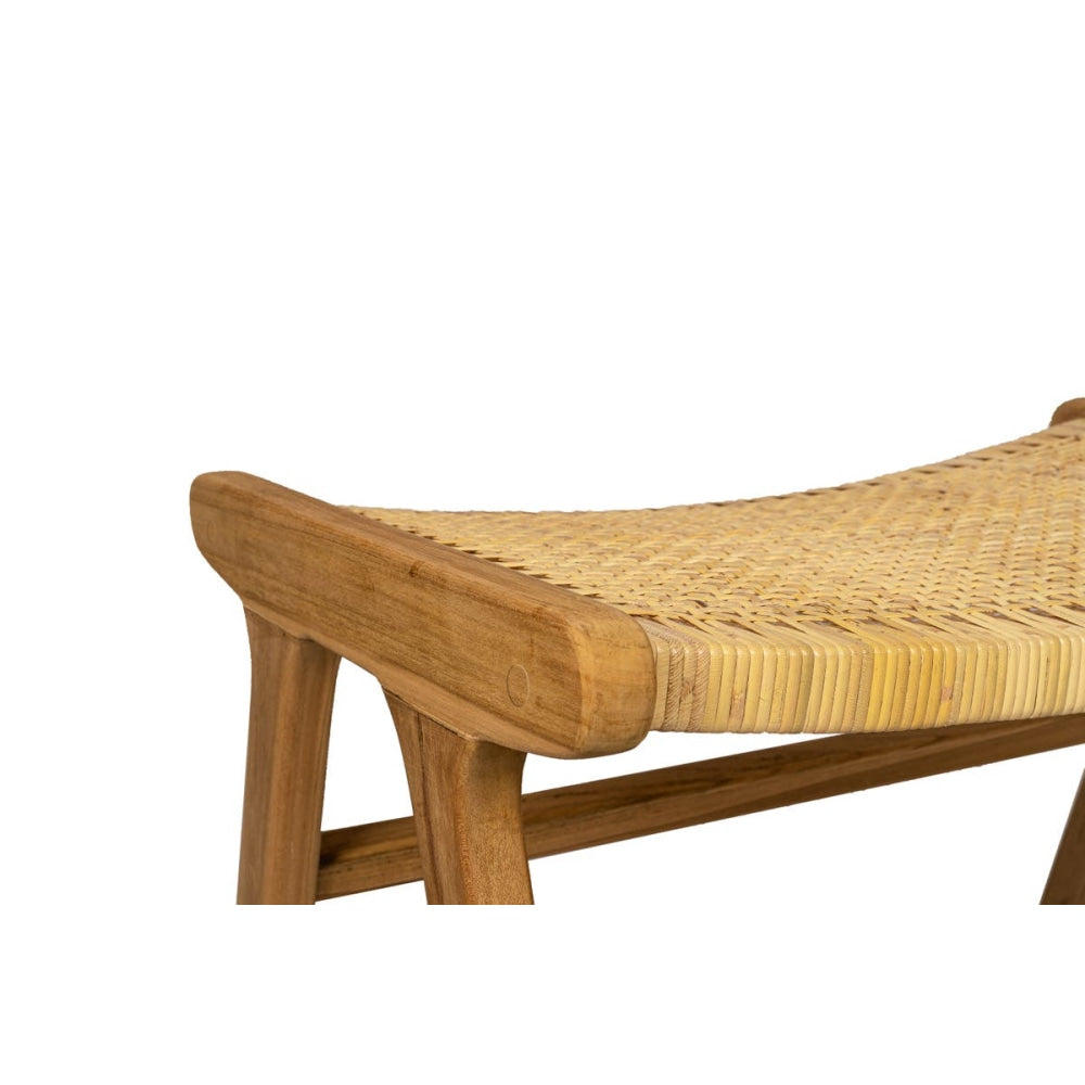 Leana Teak and Rattan Low Stool Dining Kitchen Bench Seat - Natural Fast shipping On sale