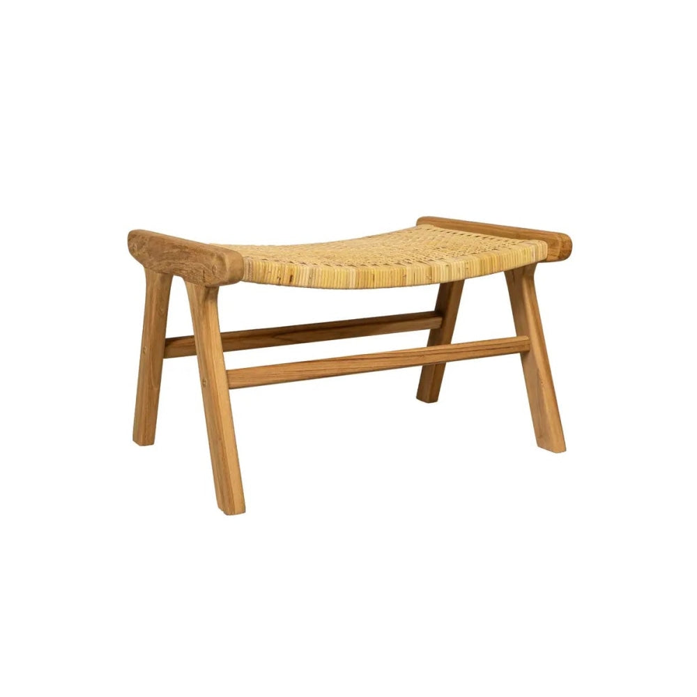 Leana Teak and Rattan Low Stool Dining Kitchen Bench Seat - Natural Fast shipping On sale
