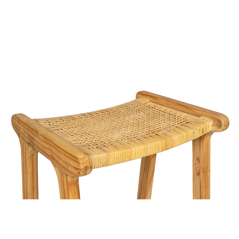 Leana Teak and Rattan Wooden Kitchen Counter Stool - Natural Bar Fast shipping On sale