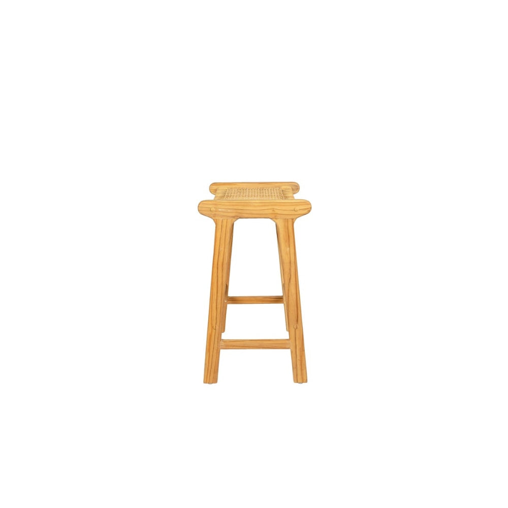 Leana Teak and Rattan Wooden Kitchen Counter Stool - Natural Bar Fast shipping On sale