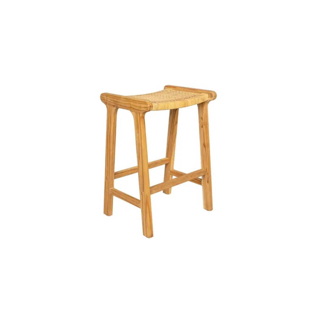 Leana Teak and Rattan Wooden Kitchen Counter Stool - Natural Bar Fast shipping On sale