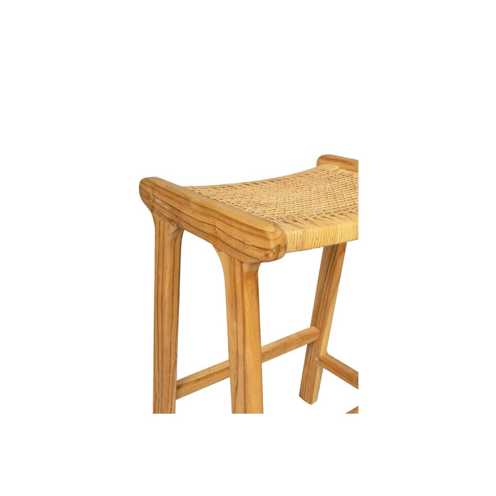 Leana Teak and Rattan Wooden Kitchen Counter Stool - Natural Bar Fast shipping On sale