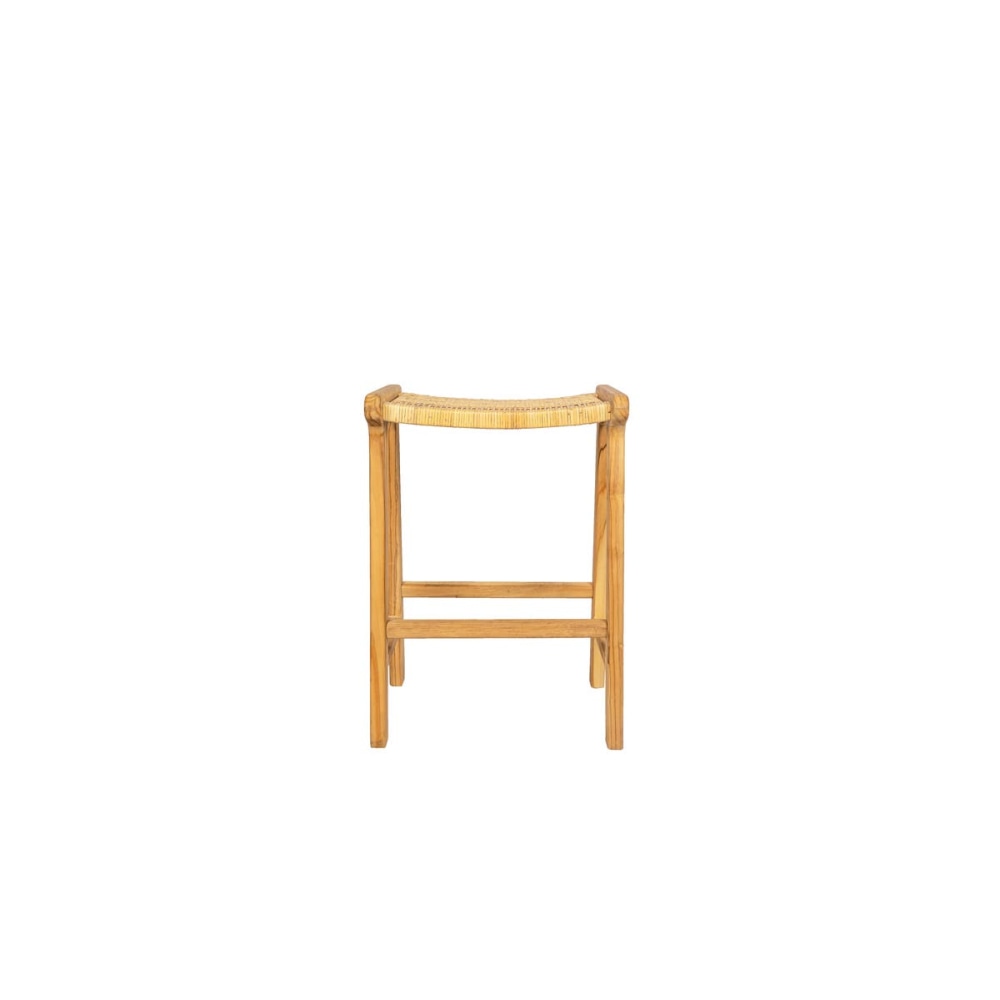 Leana Teak and Rattan Wooden Kitchen Counter Stool - Natural Bar Fast shipping On sale