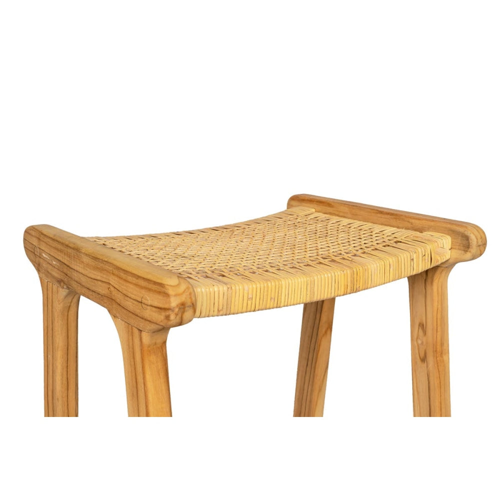 Leana Teak and Rattan Wooden Kitchen Counter Stool - Natural Bar Fast shipping On sale