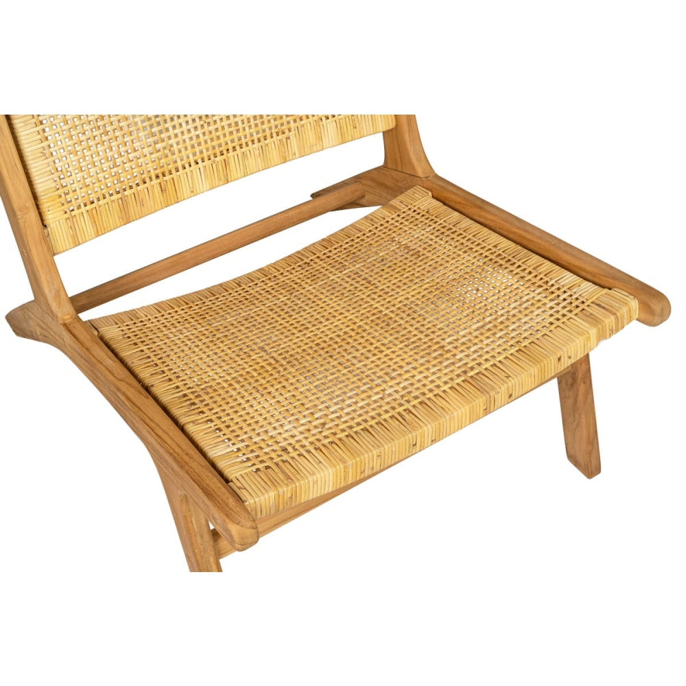 Leana Teak & Rattan Accent Relaxing Lounge Chair - Natural Fast shipping On sale