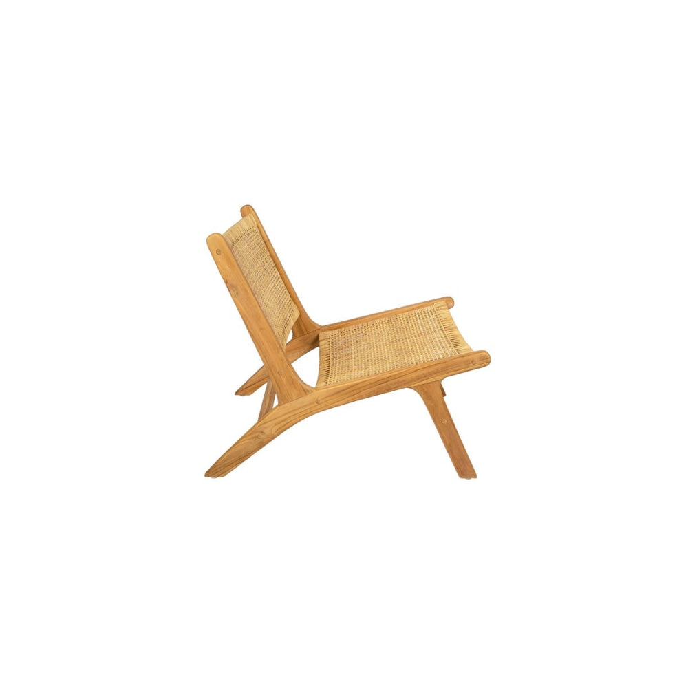 Leana Teak & Rattan Accent Relaxing Lounge Chair - Natural Fast shipping On sale