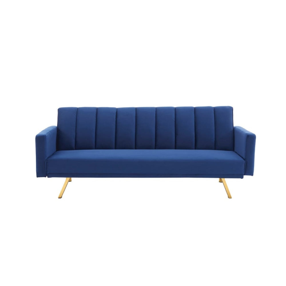 Lena Modern 3-Seater Velvet Fabric Sofa Bed - Navy Fast shipping On sale