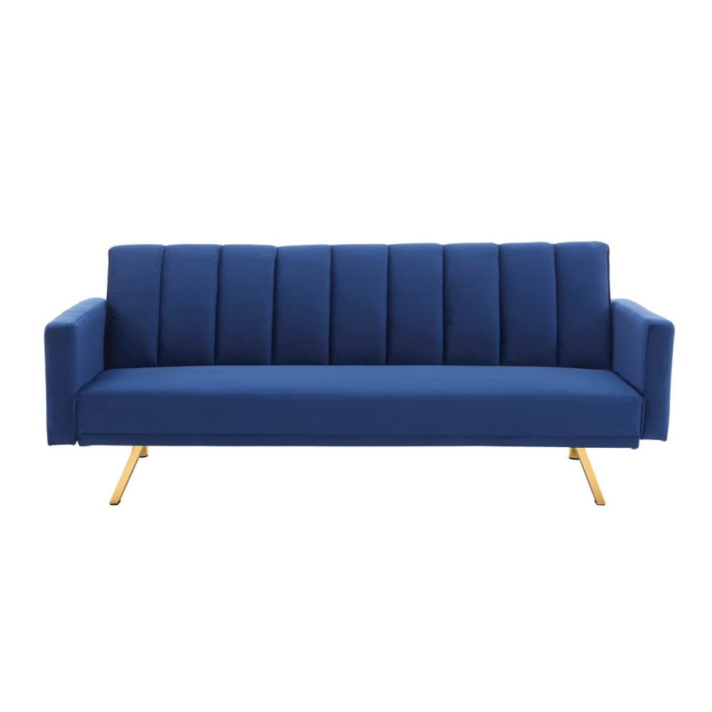 Lena Modern 3-Seater Velvet Fabric Sofa Bed - Navy Fast shipping On sale