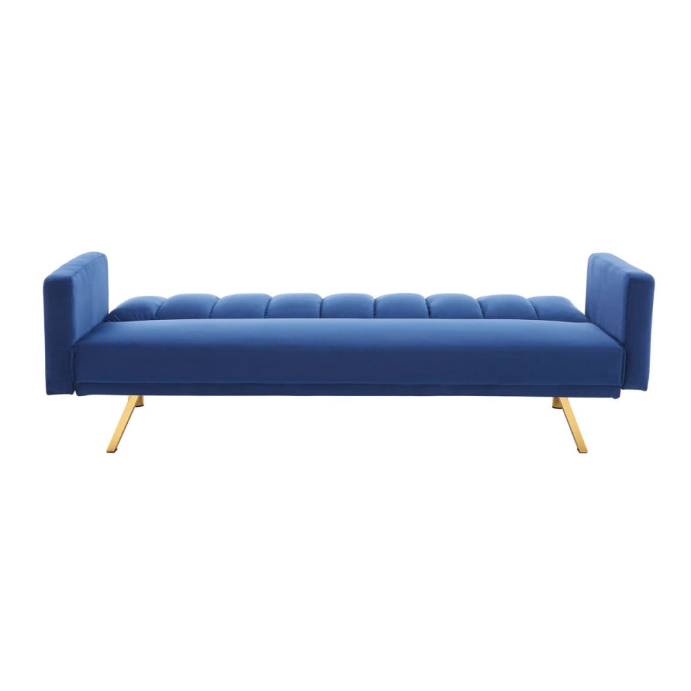 Lena Modern 3-Seater Velvet Fabric Sofa Bed - Navy Fast shipping On sale