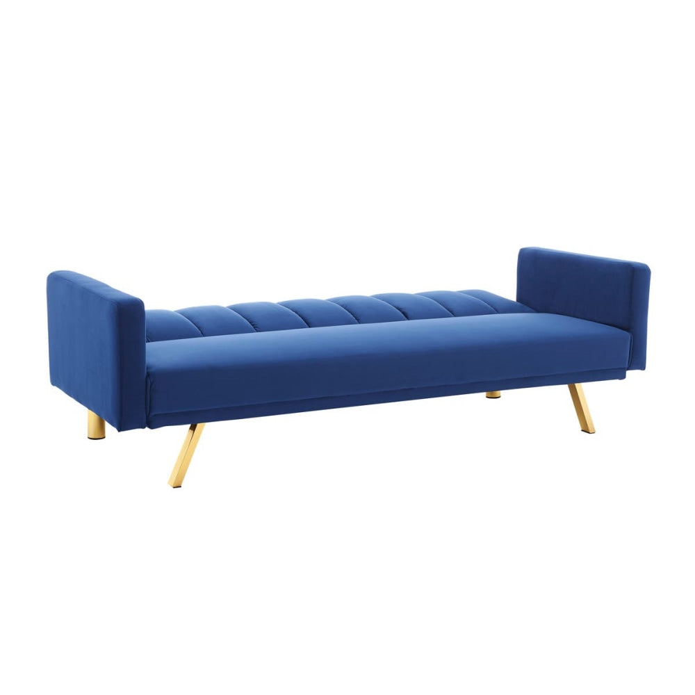 Lena Modern 3-Seater Velvet Fabric Sofa Bed - Navy Fast shipping On sale