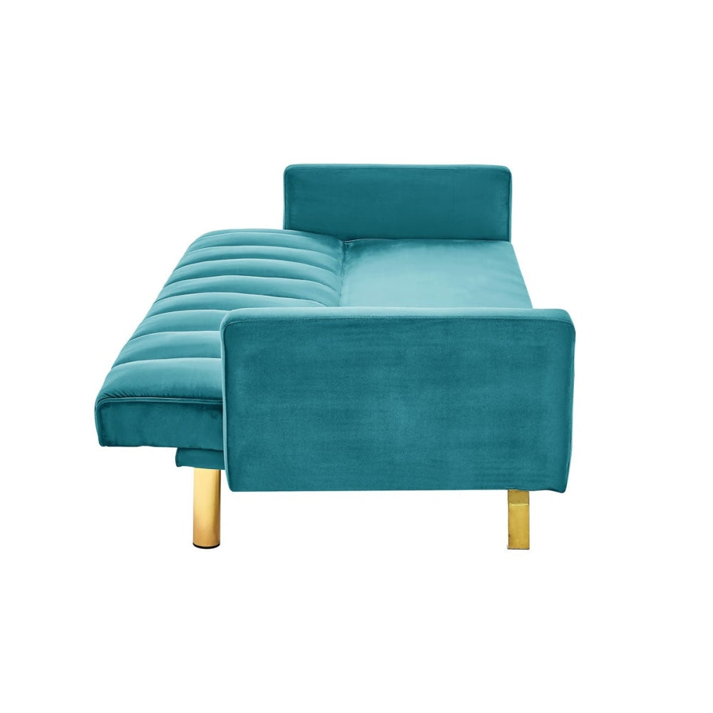 Lena Modern 3-Seater Velvet Fabric Sofa Bed - Teal Fast shipping On sale