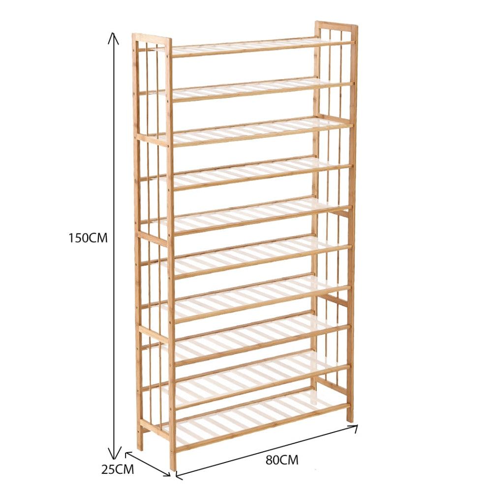 Levede 10 Tiers 80cm Wide Bamboo Shoe Rack Storage Wooden Organizer Shelf Stand Cabinet Fast shipping On sale