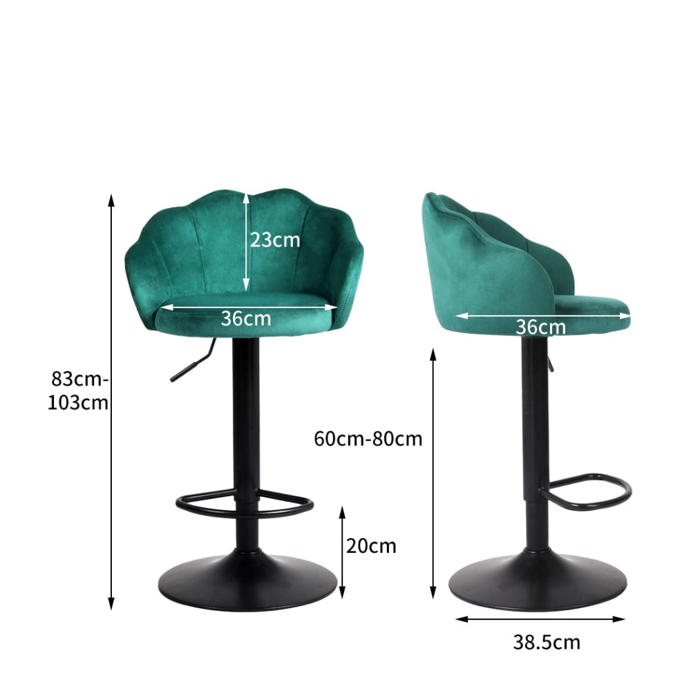 Levede 2x Bar Stools Kitchen Gas Lift Stool Chair Swivel Barstools Velvet Green Fast shipping On sale