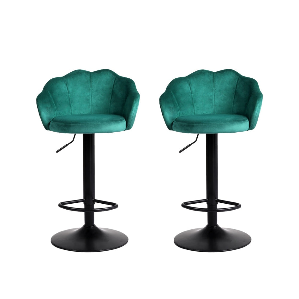 Levede 2x Bar Stools Kitchen Gas Lift Stool Chair Swivel Barstools Velvet Green Fast shipping On sale