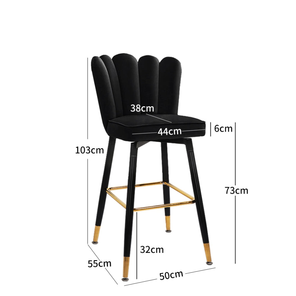 Levede 2x Bar Stools Kitchen Stool Chairs Velvet Swivel Barstools Luxury Black Fast shipping On sale