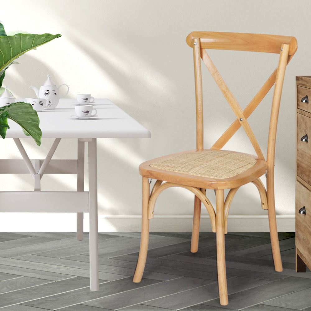Levede 2x Dining Chairs Kitchen Table Chair Natural Wood Rattan Seat Cafe Lounge Fast shipping On sale