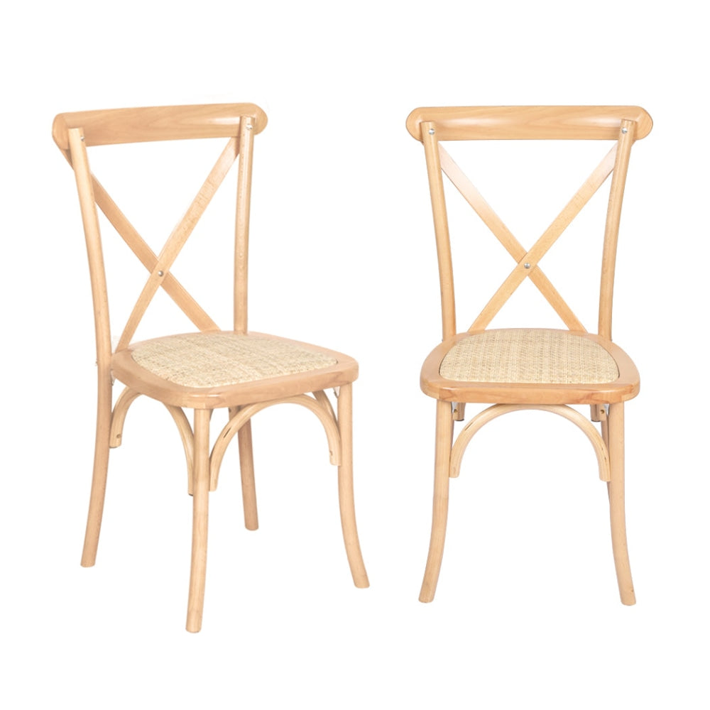 Levede 2x Dining Chairs Kitchen Table Chair Natural Wood Rattan Seat Cafe Lounge Fast shipping On sale