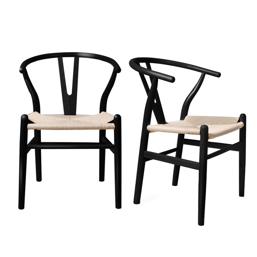 Levede 2x Dining Chairs Wooden Hans Wegner Chair Wishbone Cafe Lounge Seat Fast shipping On sale