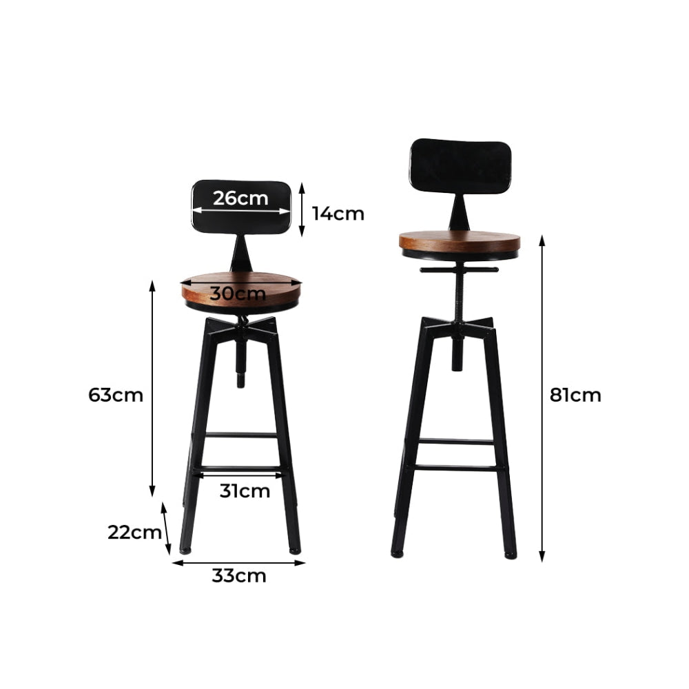 Levede 2x Industrial Bar Stools Chairs Kitchen Stool Wooden Barstools Swivel Fast shipping On sale