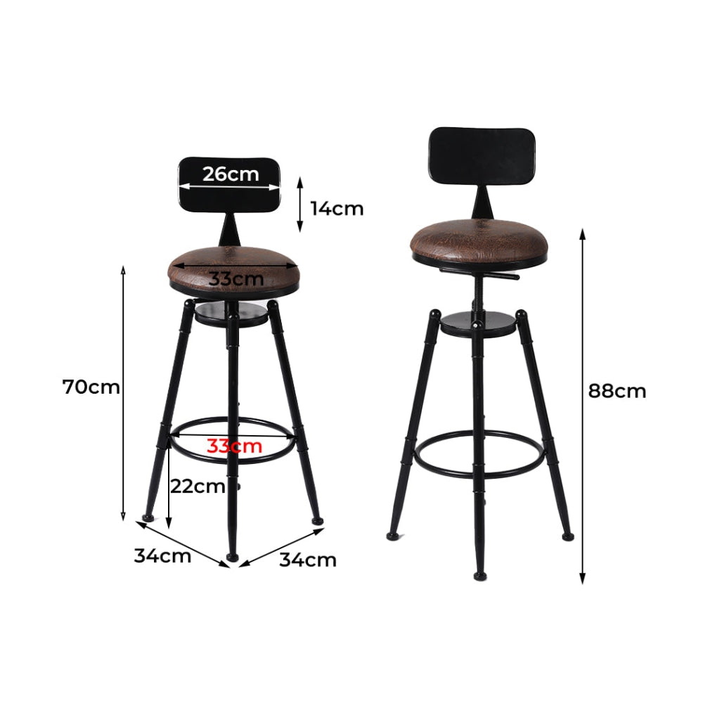 Levede 2x Industrial Bar Stools Kitchen Stool PU Leather Barstools Chairs Fast shipping On sale