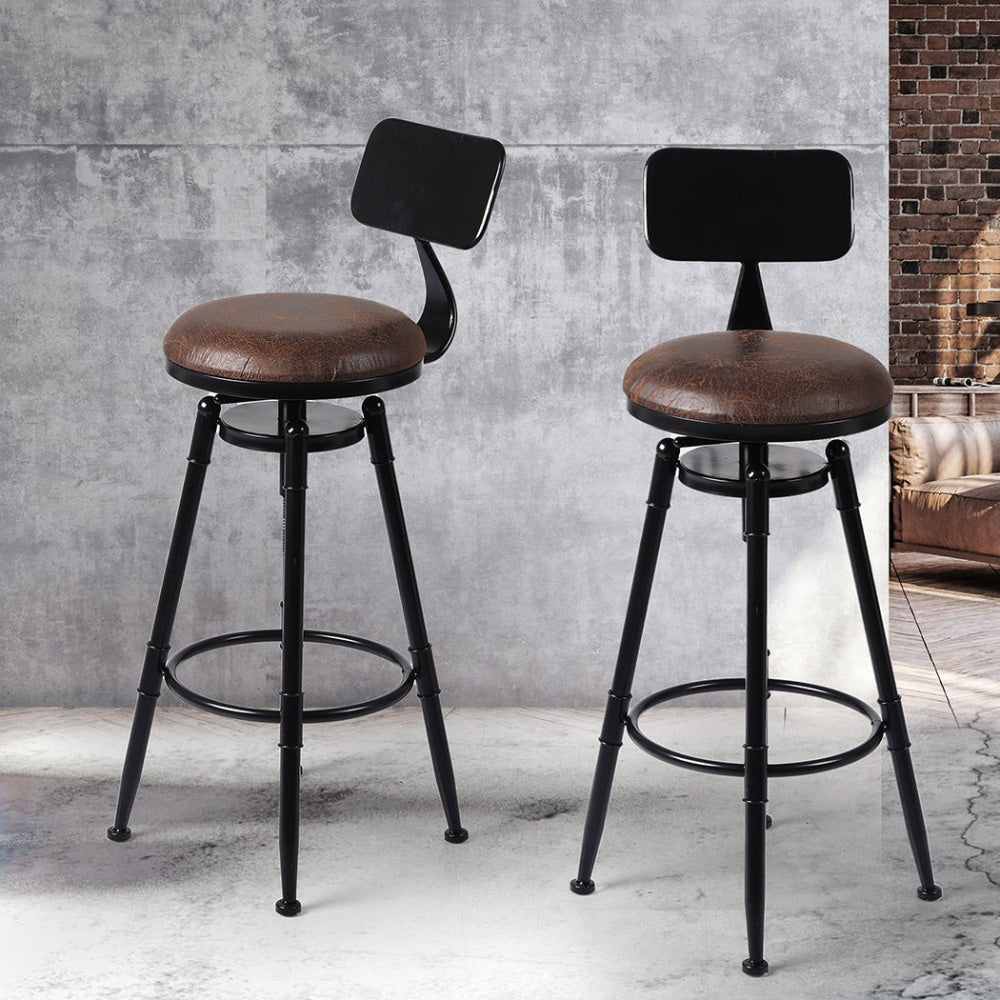 Levede 2x Industrial Bar Stools Kitchen Stool PU Leather Barstools Chairs Fast shipping On sale